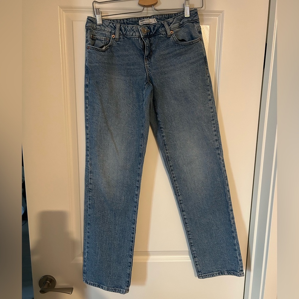 Garage Blue Low Rise Straight Leg Jeans